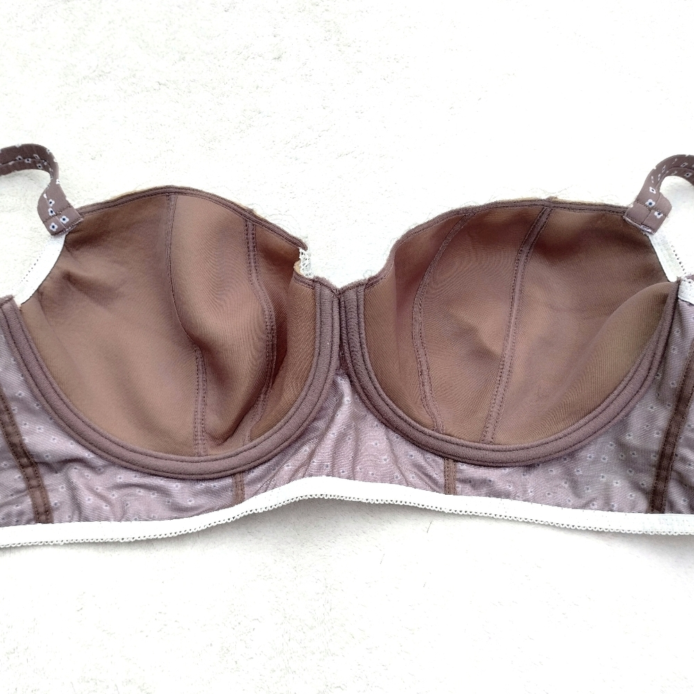 Freya Carys Demi Lace Trim Floral Bra Size 30G Women's Lingerie Brown - Picture 3 of 5
